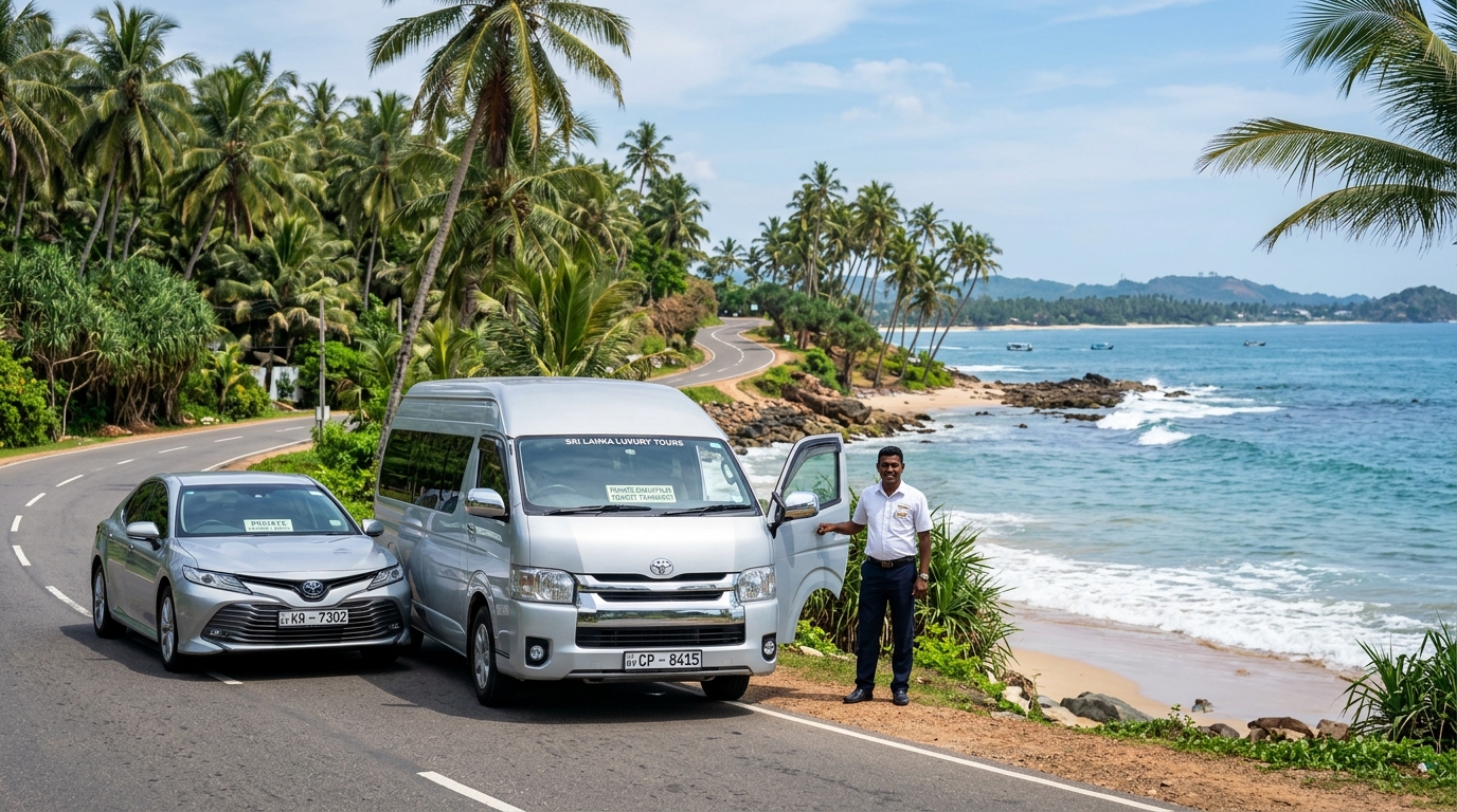 Janidu Madusanka vehicle fleet with sedan and luxury commuter van